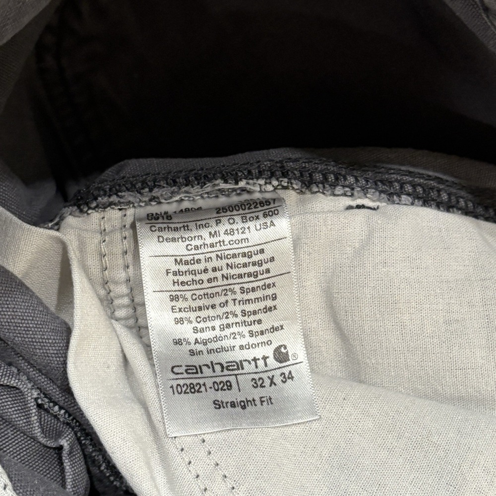 Carhartt Carpenter Pants Men's 32x33 Gray Workwear Straight Fit 102821-029 - Picture 8 of 8